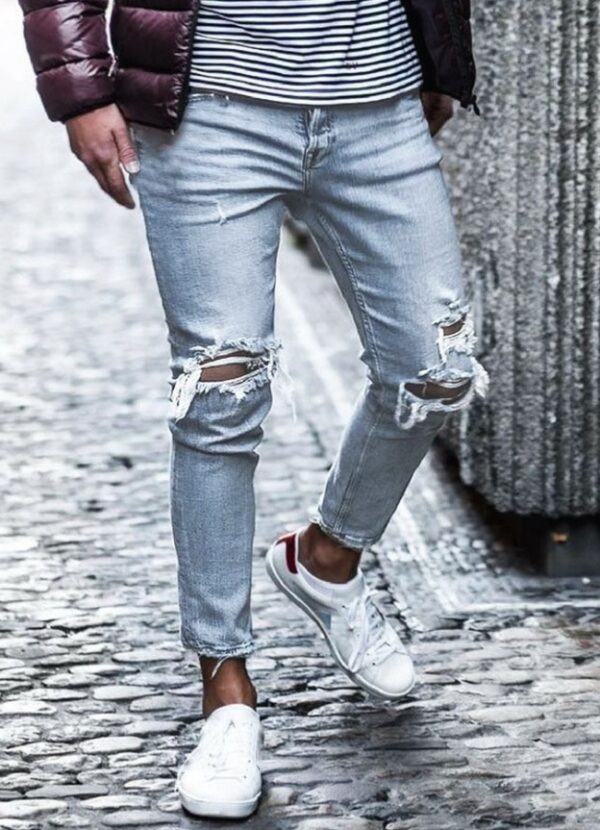 New Ripped Skinny Jeans mens Streetwear - Image 2