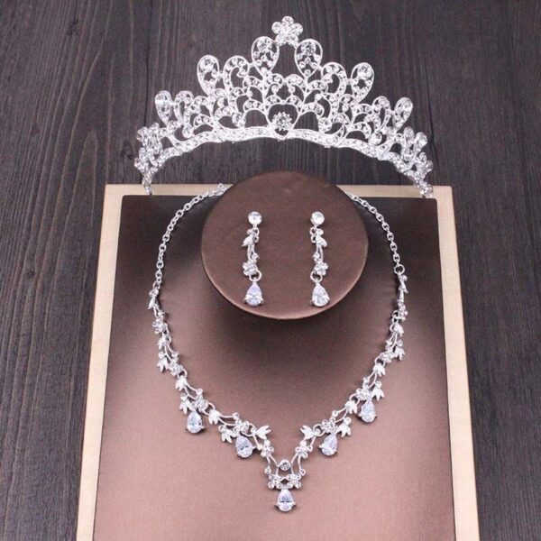 Bridal Rhinestone Crown Necklace Set Wedding Accessories - Image 10