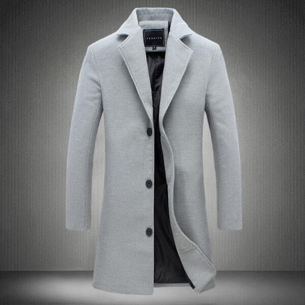 Autumn And Winter New Mens Solid Color Casual Business Woolen Coats - Image 2