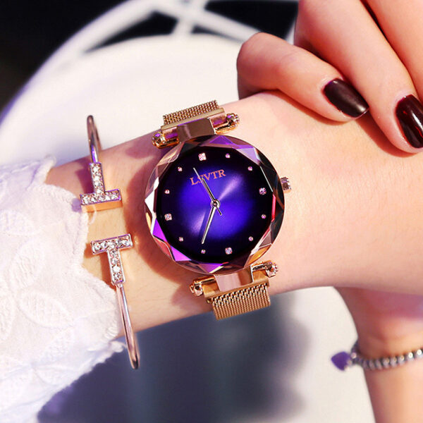 Rose Gold Women Watches Fashion Diamond Ladies Starry Sky Magnet Watch Waterproof Female Wristwatch - Image 5