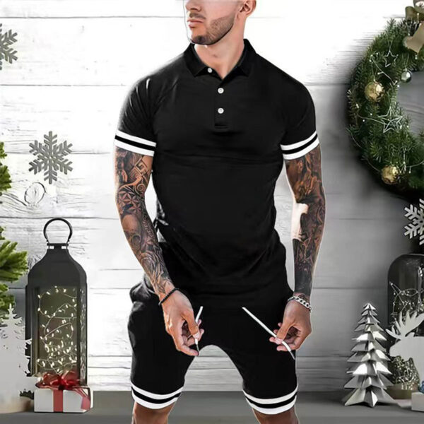 Short Sets 2 Piece Outfits Polo Shirt  For Men - Image 2