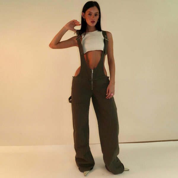 Y2K Zipper Denim  Jumpsuit Streetwear Jeans Pants - Image 9