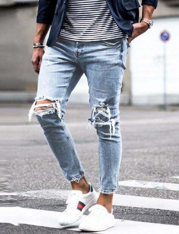 New Ripped Skinny Jeans mens Streetwear - Image 3