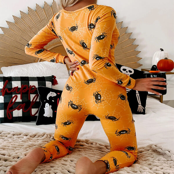 Halloween Printed Jumpsuit Long Sleeve Home Pajamas - Image 3