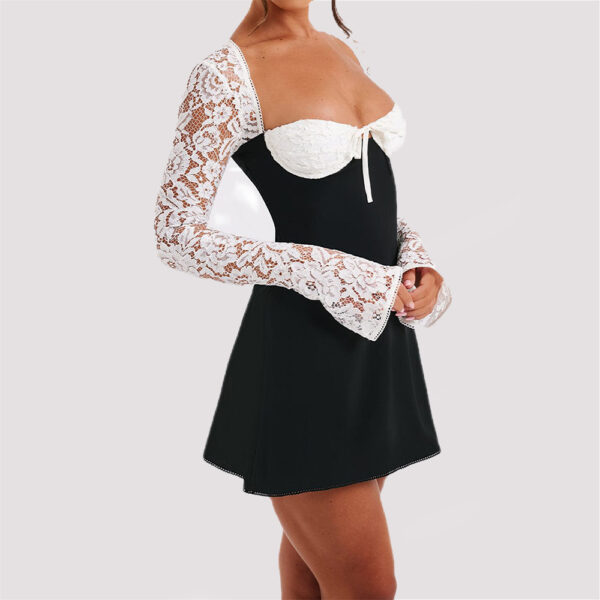 Corset Lace Long Sleeve  Backless Lace Up Short Dresses - Image 5