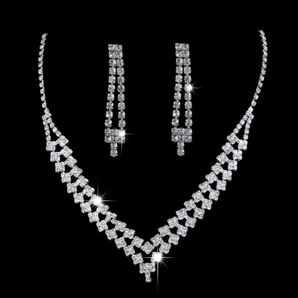 Full Rhinestone Zircon Water Drop Necklace Earrings Jewelry Set - Image 7