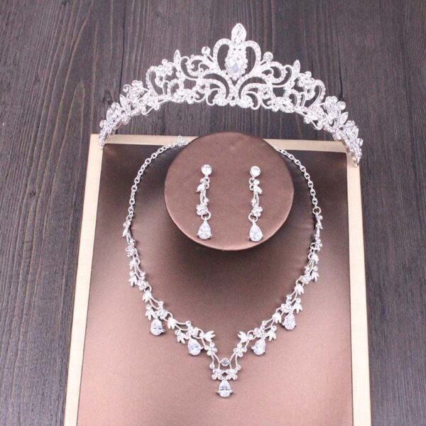 Bridal Rhinestone Crown Necklace Set Wedding Accessories - Image 7