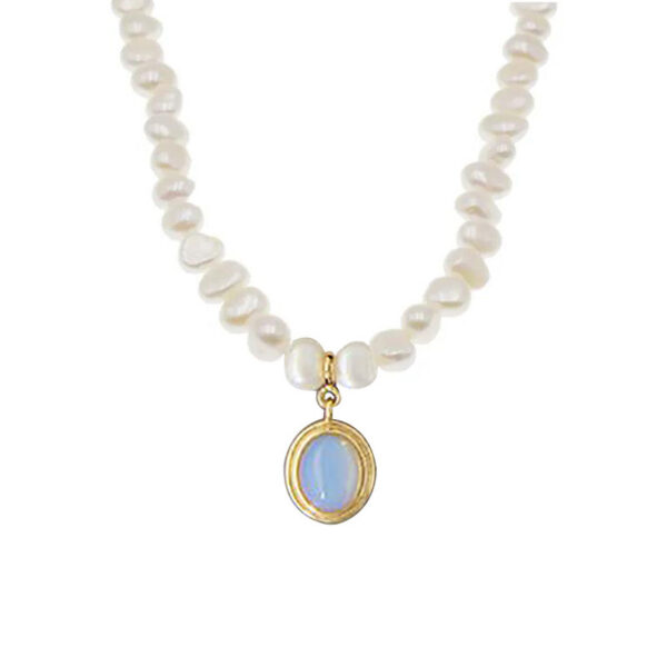 Round Medal Pearl Necklace Irregular Pearl - Image 3