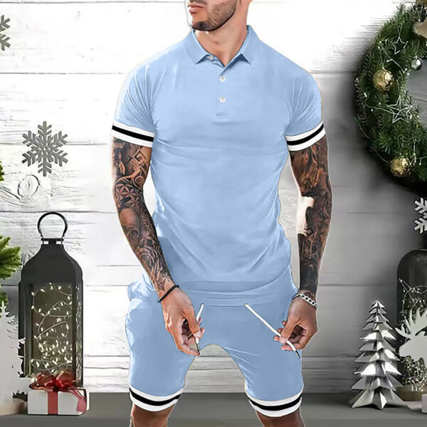 Short Sets 2 Piece Outfits Polo Shirt  For Men - Image 4