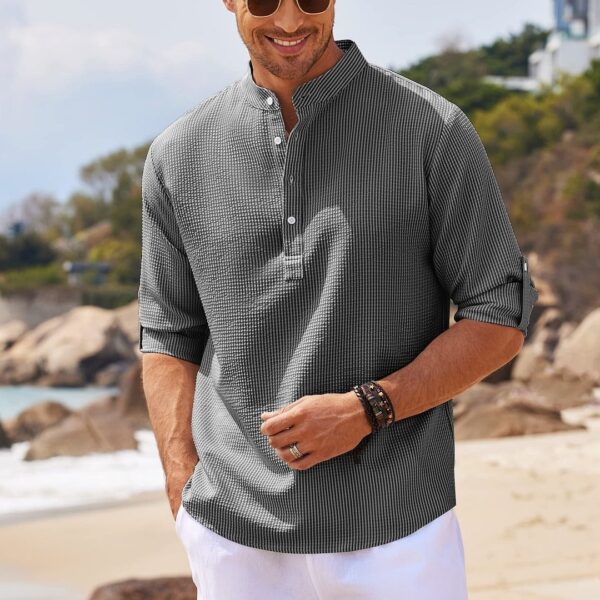 Men's Stand Collar Solid Color Shirt