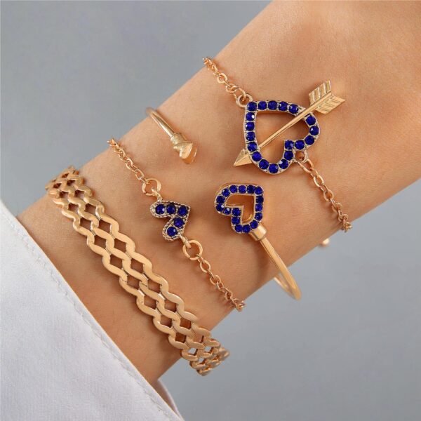 4pcs Blue Flower Love Butterfly Bracelet Set With Rhinestones Design Valentines Day - Image 8