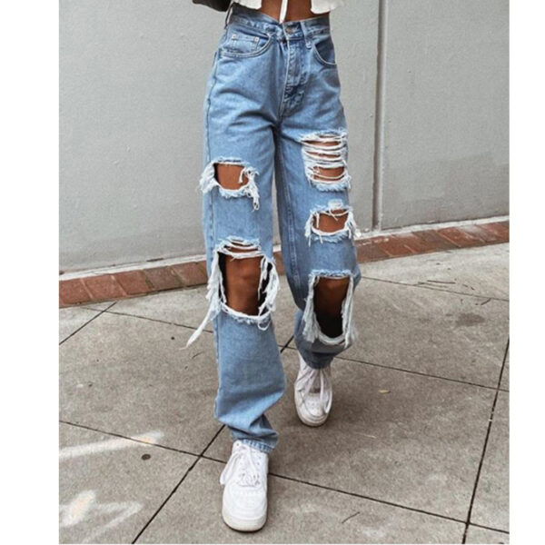 Women Jeans Ripped Slimming Washed Women's Jeans Trousers - Image 6