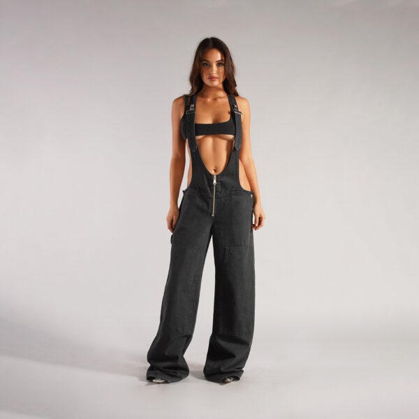 Y2K Zipper Denim  Jumpsuit Streetwear Jeans Pants - Image 2