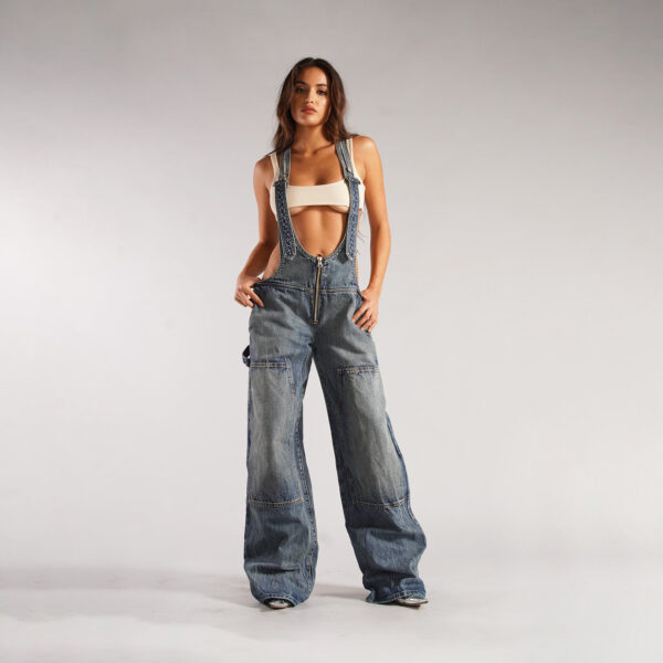 Y2K Zipper Denim  Jumpsuit Streetwear Jeans Pants - Image 3