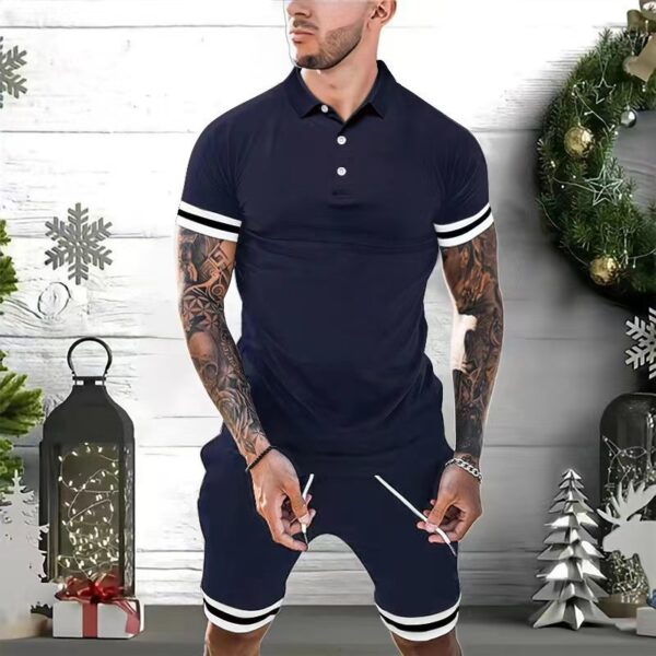 Short Sets 2 Piece Outfits Polo Shirt  For Men - Image 3