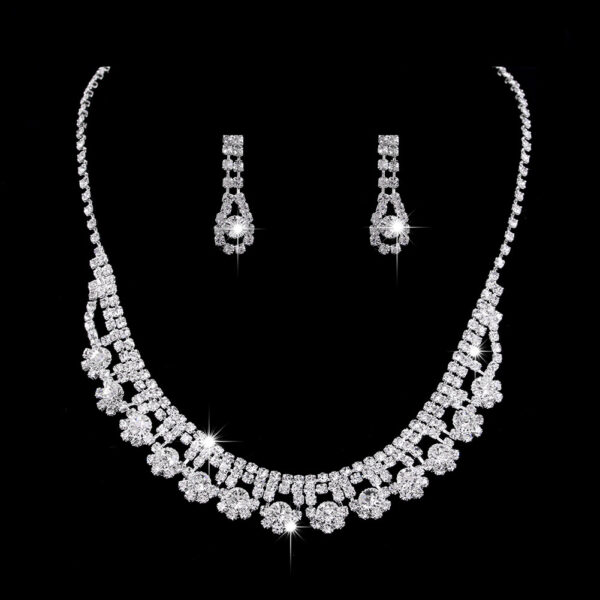 Full Rhinestone Zircon Water Drop Necklace Earrings Jewelry Set - Image 5